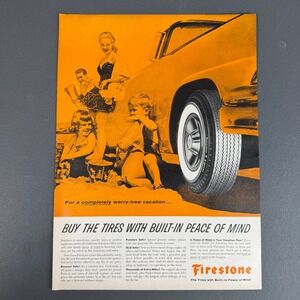 1958 Firestone Tires Life Magazine Print Ad May 12 1958 Built-In Peace of Mind